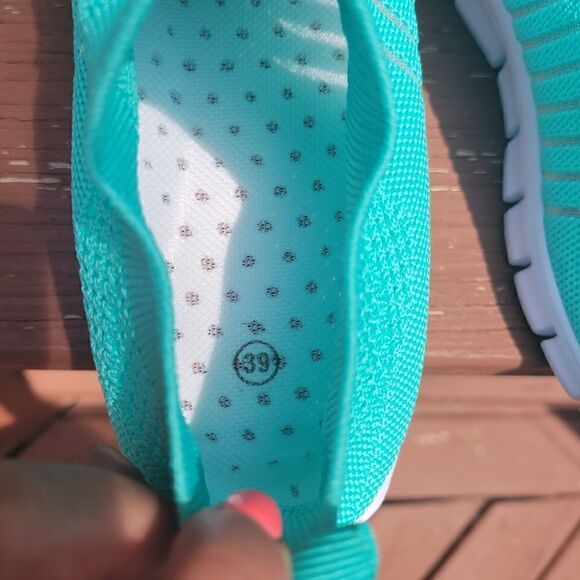 Ladies Sport Shoes Mesh Lace-up Non Slip Running Breathable Sneakers Sky Blue - Picture 11 of 11